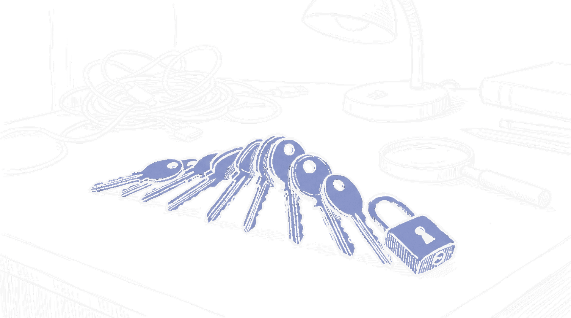 Illustration einer Domino-Kette aus Schlüsseln, die nacheinander umfallen, kinewsletter.ch Stil