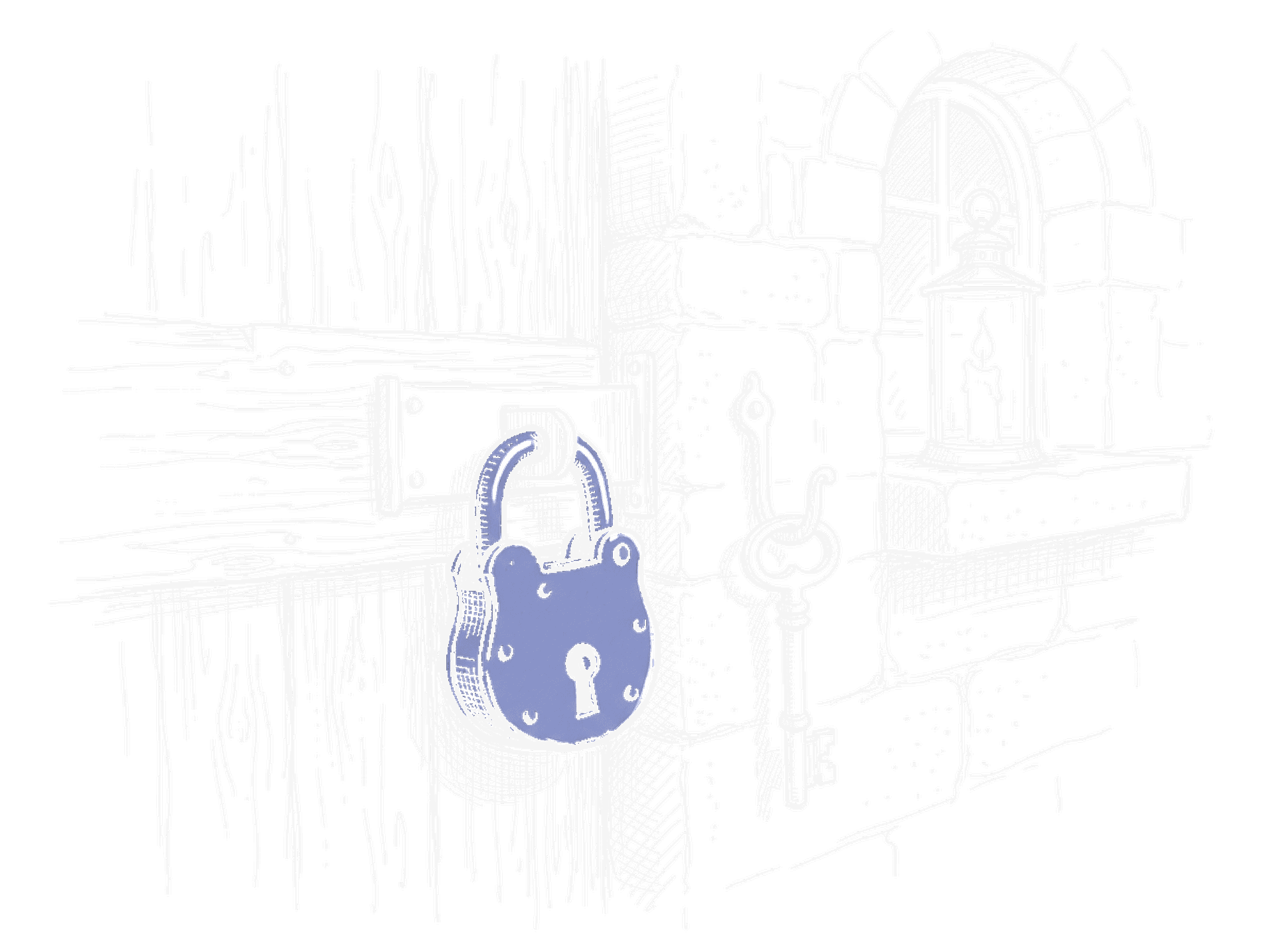 Vorhängeschloss mit Schlüssel an Steinwand (Dark) – Mistral Cyber Illustration, kinewsletter.ch