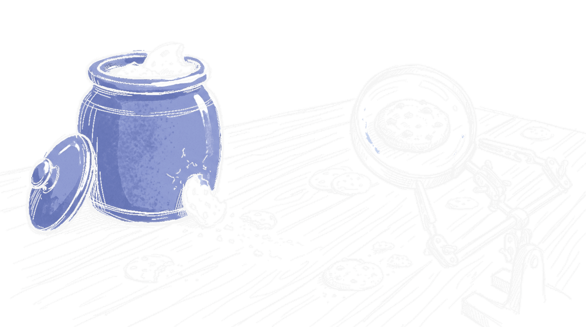 Illustration: Keksdose mit Krümeln und Lupe, kinewsletter.ch Stil