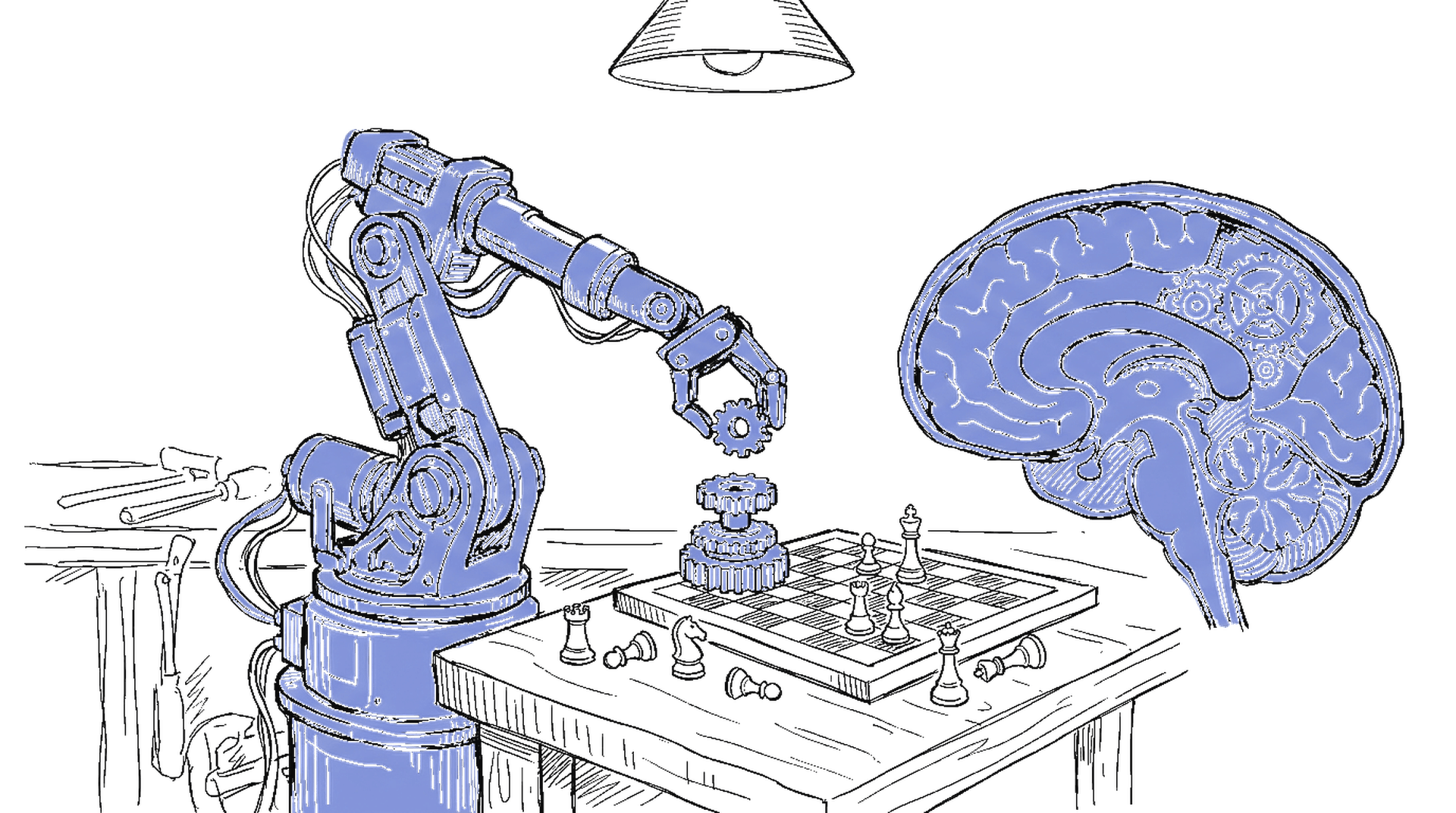 Handgezeichnete Skizze: Tesla-Roboter und xAI-Logo verschmelzen zu einem Agenten-System – Macrohard Fusion